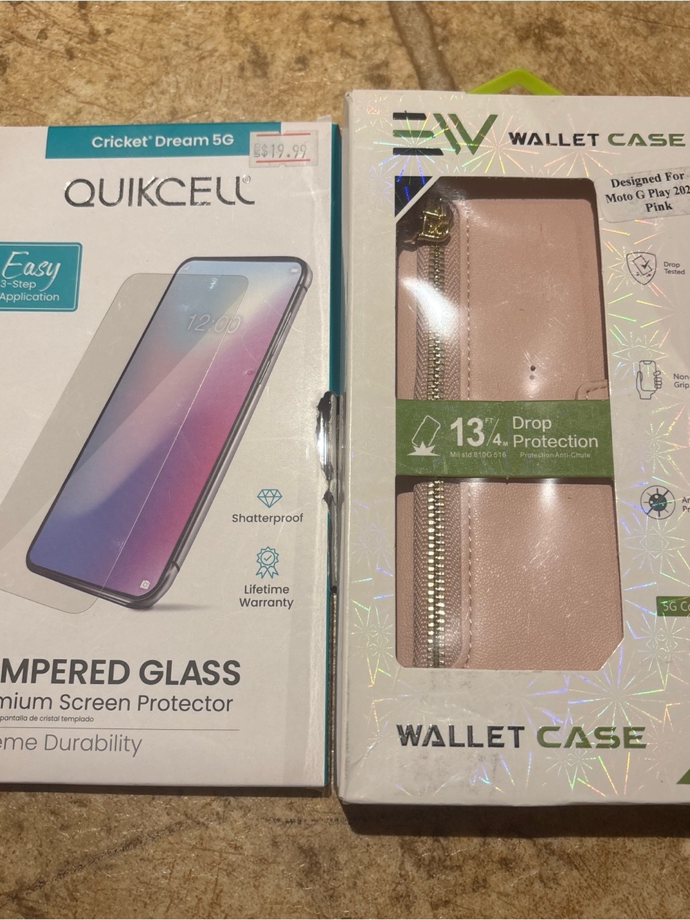 Set of 2 Wallet Case for Moto G Play 2021 - Pink tempered glass 5G